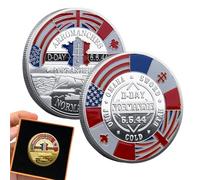 Pièce de monnaie « Happy » - Pièce de monnaie du jour du 80e anniversaire du jour J | Commémorative de la Seconde Guerre mondiale, pièce commémorative de 1944, pièce de collection