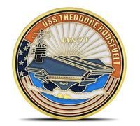 Pièce de monnaie militaire américaine Hommage USS Theodore Roosevelt Challenge (doré)