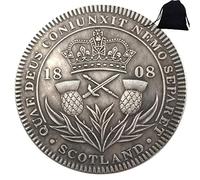 Pièce de monnaie originale originale FKaiYin 1808 sculptée vintage écossaise pièces de grande Europe - Pièce de monnaie commémorative non circulée + sac KaiKBax - Fait main