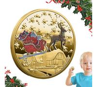 Pièce De Noël Commémorative - Pièce D’or De Noël Festive, Défi Coloré Noël | Pièce De Monnaie Père Noël Pour, Famille, Amis, Souvenir Collectionneur, Cadeau De Fêtes Et