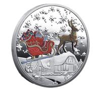 Pièce De Noël Commémorative - Pièce D’or De Noël Festive, Défi Coloré Noël | Pièce De Monnaie Père Noël Pour, Famille, Amis, Souvenir Collectionneur, Cadeau De Fêtes Et