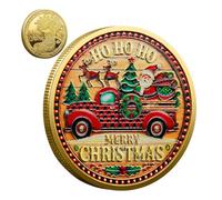Pièce de Noël du Père Noël - Pièce souvenir d'élan à collectionner | Pièce commémorative de Noël pour cadeau, cadeau, cadeau, décoration de vacances, médaille, arbre, élan, pièces porte-bonheur