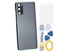 Pièce de réparation arrière en verre acrylique gris cosmique pour Samsung Galaxy S20 S20 5G avec cadre photo arrière, adhésif prédécoupé et kits d'outils