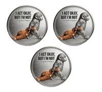 Pièce de Singe de Soutien émotionnel avec étui en Acrylique, pièce de défi Punch Monkey, jeton It's Okay to Not Be Okay, pièce de Poche for soulager l'anxiété, Cadeau inspirant for Les Amis(A 3PCS)