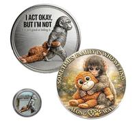 Pièce de Singe de Soutien émotionnel avec étui en Acrylique, pièce de défi Punch Monkey, jeton It's Okay to Not Be Okay, pièce de Poche for soulager l'anxiété, Cadeau inspirant for Les Amis B)