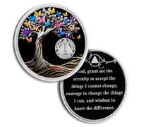 Pièce de sobriété de 1 an - Papillon - Arbre de vie - Puces AA et médaillons - Jeton de sobriété - Cadeau de sobriété pour homme et femme - Célébrant la récupération des alcooliques anonymes