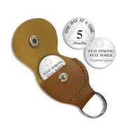 Pièce de sobriété de 1 mois un jour à la fois, puces AA et médaillons avec porte-clés en cuir PU, cadeaux de sobriété pour célébrer la récupération des alcooliques anonymes