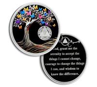 Pièce de sobriété de 5 ans - Papillon - Arbre de vie - Puces AA et médaillons - Jeton de sobriété - Cadeau de sobriété pour homme et femme - Célébrant la récupération des alcooliques anonymes