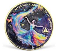Pièce de sobriété de 9 ans pour femme - Pièce de monnaie AA colorée - Puces et médaillons AA NA célébrant 1 à 15 ans - Jeton propre et sobre - Narcotiques alcooliques anonymes - Cadeaux pour homme et