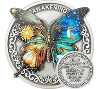 Pièce de sobriété du papillon renaît - Médailles d'argent des Alcooliques Anonymes - Jetons d'affirmation NA AA - Jetons de célébration de la vie propre - Cadeaux pour hommes et femmes pour la