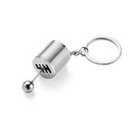 Pièce de Voiture créative Modèle Shifter Keychain, Mini Voiture Pommeau de Levier de Vitesses Gear Metal Keyring Keychain pour Hommes(Argenté)
