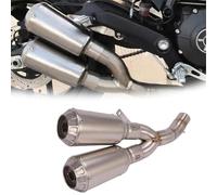 Pièce d'échappement Pour Moto Tube De Liaison Central D'échappement Double Silencieux Pour DUCATI Scrambler Pour Urban Enduro 2015-2020 2016 2017(Chrome)