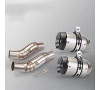 Pièce d'échappement Silencieux D'échappement Pour Moto Pour KAWASAKI Z1000 2010-2024 Section Intermédiaire En Acier Inoxydable, Partie Arrière Fibre De Carbone, Et Échappement(Silver)