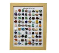 Pièce décorative de bureau 80 types de pierres naturelles, cadre photo, ornements en cristal, exploration géologique pour enfants (Beige, 23cm)