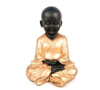 Pièce d'exposition Bouddha pour bébé | Statue de moine rustique Feng Shui pour décoration de maison et de table, santé, richesse et cadeau, 17,8 cm (marron, polyrésine)