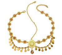 Pièce d'or arabe - Chaîne de cheveux avec décoration en strass - Pour femme tendance - Élégante mariée - Mariage - Chaperon de soirée, taille unique, comme décrit, Comme décrit
