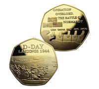Pièce Du 80e Anniversaire Du Jour J, 80e Anniversaire Du Jour J Normandie, Pièce De Défi Du 80e Anniversaire De La Seconde Guerre Mondiale, Pièce Souvenir 1944-2024, Pièce D'insignes Du Commémoratif