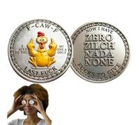 Pièce « F-CAW-F », pièce humoristique représentant un poulet faisant un doigt d'honneur, jeton double face « F*ck given », pièce de collection originale, cadeau humoristique pour adultes (2pcs)