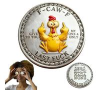 Pièce « F-CAW-F », pièce humoristique représentant un poulet faisant un doigt d'honneur, jeton double face « F*ck given », pièce de collection originale, cadeau humoristique pour adultes (1pc)