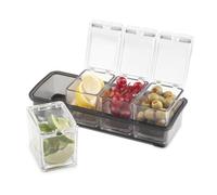 Piece Garnish Bar Caddy - Gardez les ingrdients organiss et sanitaires - 4 conteneurs amovibles avec couvercles - acrylique sans BPA (FTA2000)