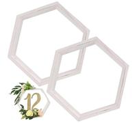 Pièce maîtresse en bois, étagères hexagonales, 2pcs 7,9x6,7 pouces étagères flottantes hexagonales, pièce maîtresse en bois géométrique, étagères en nid d'abeille décoratives pour décorations de tabl