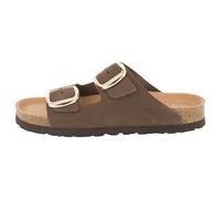 piece of mind Chaussons confortables pour femme - Mules avec semelle ergonomique en liège et latex, cuir nubuck tanné végétal, semelle Vibram, pour l'intérieur et l'extérieur, marron foncé, 42 EU