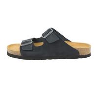 piece of mind Chaussons confortables pour homme - Mules avec semelle ergonomique en liège et latex, cuir nubuck tanné végétal, semelle Vibram, pour l'intérieur et l'extérieur, bleu foncé, 44 EU