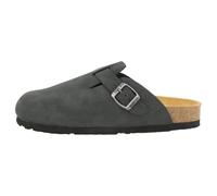 piece of mind Chaussons confortables pour homme - Sabots avec semelle ergonomique en liège et latex, cuir nubuck tanné végétal et semelle Vibram antidérapante, pour l'intérieur et l'extérieur, Noir