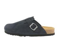 piece of mind Chaussons confortables pour homme - Sabots avec semelle ergonomique en liège et latex, cuir nubuck tanné végétal et semelle Vibram antidérapante, pour l'intérieur et l'extérieur, bleu