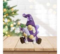 Pièce ornementale intérieure Décoration naine de printemps en résine pour jardin, décoration d'intérieur/extérieur, violet clair, décoration de printemps, nain de ferme (B, One Size)