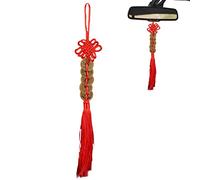 Pièce porte-bonheur chinoise, nœud chinois rouge, voiture à suspendre avec 5 pièces | Pièces divination chinoises Feng Shui I Ching pour lapin Année 2023 Décoration d'intérieur, cadeaux