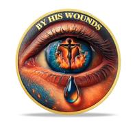 Pièce religieuse Larmes de la Rédemption - Médaillon verset de la Bible Isaie 53:5 - Cadeaux basés sur la foi pour encouragement spirituel pour homme et femme