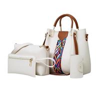 Pièce Sac à bandoulière pour femme, imprimé ethnique, motif rétro, sac à main, sac à bandoulière + paquet de cartes avec anse pour sacs en métal, Blanc., Taille unique pour tous