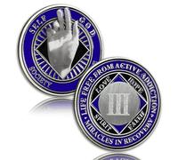 Pièce Sober de 3 ans Upward Hand | Pièce NA bleu-argent - Médaille étape de récupération de la dépendance avec capsule de jeton, cadeau de sobriété pour homme et femme