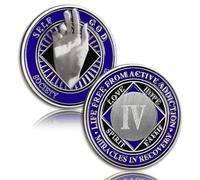 Pièce Sober de 4 ans Upward Hand | Pièce NA bleu-argent - Médaille étape de récupération de la dépendance avec capsule de jeton, cadeau de sobriété pour homme et femme