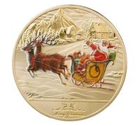 Pièce Souvenir De Noël, Médaille D'élan, Pièce De Collection, Cadeau De Noël, Pièce Commémorative Plaquée Or, Père Noël