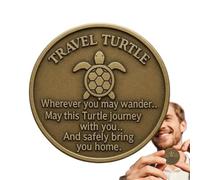 Pièce Tortue Voyage | Pièce Commémorative Tortue Compacte - Double Face Gravée Poème de Bénédiction Collection Portable Médaillon Métal pour Diplômés Amoureux de Voyageurs