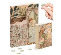 PieceRelax Journal de puzzle 3D A5 pour adultes, couverture en plastique de 300 pièces (carnet inclus) - Alphonse Mucha - The Times of the Day, cadeau unique [YA1059]