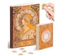 PieceRelax Journal de puzzle A5 329 pièces en plastique pour adultes - Alphonse Mucha - Zodiaque - Couverture de livre et carnet de notes, cadeau de puzzle unique, œuvre d'art de puzzle [YA1056]