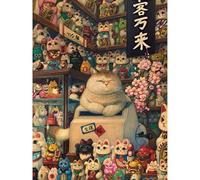 PieceRelax PieceClicks Puzzle 1000 Pièces - Animaux - Phoenix Chan - Lucky Cat Shop | 63,3 x 47,6 cm | Cadeau Créatif pour Noël & Anniversaire [U1033]