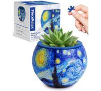 PieceRelax Puzzle 3D Pot de Fleur - Vincent Van Gogh - The Starry Night | 80 Pièces | DIY Déco Plantes | Cadeau Relaxant pour Amoureux de la Nature [K1153]