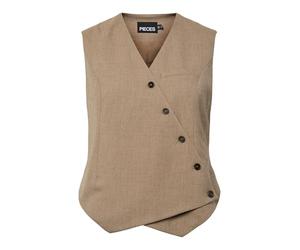 PIECES Asymmetric Vest Pcbubbles Gilet asymétrique, Ecru, L Femme