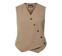 PIECES Asymmetric Vest Pcbubbles-Gilet Asymétrique, Greige, M Femme