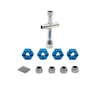 Pièces Automobiles RC pour Yudi GR M16 1/16 Pièces Rechange Voiture Télécommandée Manchon Fixation Métallique Large Pied RC Adaptateur 12 Mm Kit D’écrou Anti-desserrage(Blue)