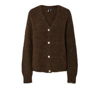 PIECES Femme V-Neck Knit Pccleo Ls Cardigan en Tricot À Col V Noos BC, Hot Fudge, S EU