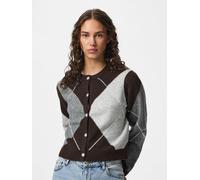 PIECES Cardigan 'PCSally' brun foncé / gris clair / gris chiné / blanc, Taille XXS-XS
