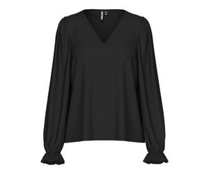 PIECES Chemisier à Manches Longues pour Femme Pctiffany LS col en V Noos BC, Noir, M