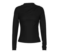 PIECES Pcmadison Ls Draped Top Noos BC T-Shirt Manches Longues, Noir, S Femme