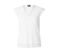 Pieces Lace V-Neck Top Pcolline SL Noos Haut à col en V en Dentelle, Cloud Dancer, M Femmes