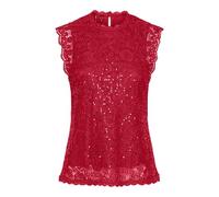 PIECES Chemisier Pcolline SL Lace Sequins Top Noos, Rouge High Risk, M
